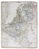 Historical map of the Netherlands, printed on silk, together with the separately published manual, with a hand-coloured world map